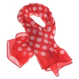 Esarfa matase rosie cu buline albe 50 x 50 cm