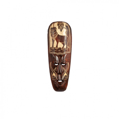 Masca din lemn cu tematica africana Lion foto