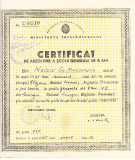 M3 C18 - 1965 - Certificat de absolvire a scolii generale de 8 ani - RPR, Documente