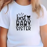 Tricou copii alb big sister mesaj cea mai buna sora 5-6 ani