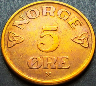 Moneda 5 ORE - NORVEGIA, anul 1955 *cod 1640 = patina frumoasa! foto