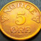 Moneda 5 ORE - NORVEGIA, anul 1955 *cod 1640 = patina frumoasa!
