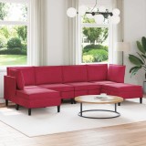 vidaXL Set de mobilier pentru living cu pernă 6 pcs Roșu Vin Catifea 3413752