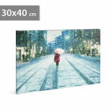 Tablou de perete cu LED-uri - peisaj de iarnă - 2 x AA, 30 x 40 cm