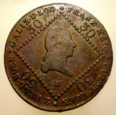 E.026 AUSTRIA FRANZ I 30 KREUZER 1807 S foto