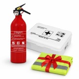 Cumpara ieftin Pachet siguranta auto stingator 1 kg ABC si trusa medicala DIN 13164 + cadou vesta reflectorizanta