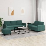 VidaXL Set de canapele, 3 piese, verde &icirc;nchis, catifea