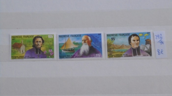 POLINEZIA FRANCEZA - MISIONARI CELEBRI VENITI IN ARHIPELAG - 1987 - MI 8 EURO -