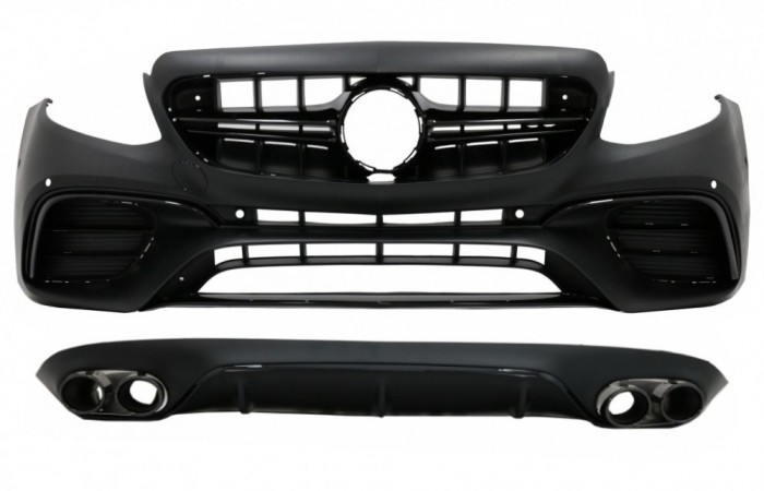 Bara Fata cu Difuzor si Ornamente Tobe Mercedes E-Class C238 A238 (2016-up) E63 Design Negru Performance AutoTuning