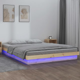 Cumpara ieftin Cadru de pat cu LED, 200x200 cm, lemn masiv