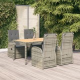 vidaXL Set mobilier de grădină cu perne, 5 piese, gri, poliratan 3157585