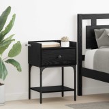 vidaXL Noptieră 2 pcs Stejar Negru 40 x 29 x 60 cm Lemn compozit 881831