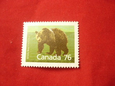 Timbru Canada 1989 - Fauna - Urs Grizzly , 76C fara guma foto