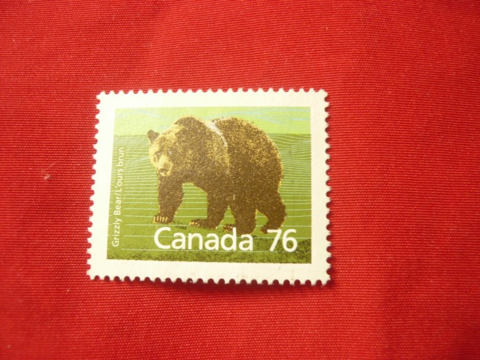 Timbru Canada 1989 - Fauna - Urs Grizzly , 76C fara guma