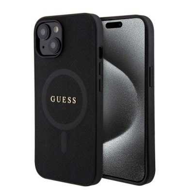 Husa pentru iPhone 15 / iPhone 14 / iPhone 13 - Guess Saffiano MagSafe (GUHMP15SPSAHMCK) - Black foto