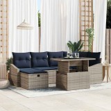 vidaXL Set mobilier gradina 7 piese poliratan gri canapele modulare terasa