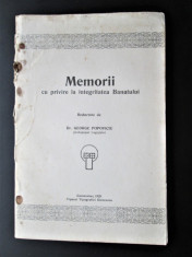 Monografie veche, Banat 1929: George Popoviciu &amp;quot;Memorii, Integritatea Banatului&amp;quot; foto