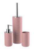 Cumpara ieftin Set baie, dispenser sapun, suport periute dinti, perie toaleta, plastic roz argintiu