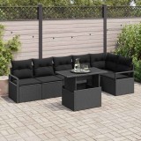 VidaXL Set de canapele pentru grădină 7 pcs Negru 100 x 55 x 73 cm