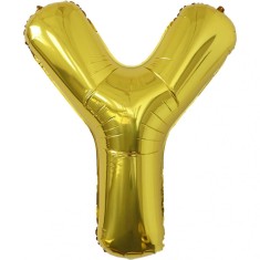 Balon Folie Metalizata Litera Y, Cyrax, 80 cm, Umflati cu Heliu sau Aer, Ambalaj Individual, Pai inclus, Auriu foto