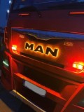 Sigla Cromata MAN Iluminata LED Galben TGX, Emblema Capota Camion, 12cm, Prindere Prezoane