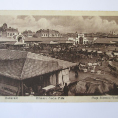 Rara! Bucuresti-Piata Bibescu-Vodă,carte postală necirc.ocupatia germana 1918