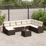 Cumpara ieftin Set de canapele pentru grădină 9 pcs Maro și alb Rattan poli