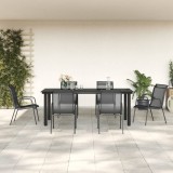 VidaXL Set mobilier de grădină, 7 piese, negru, oțel și textilenă