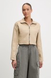 adidas Originals geacă jeans Firebird culoarea bej, de tranziție, JX7600