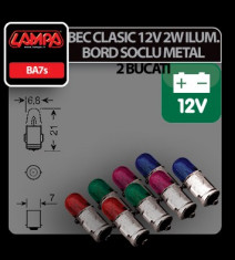 Bec clasic 2W 12V iluminat bord soclu metal BA7s 2buc - Rosu - CRD-LAM58333 Auto Lux Edition foto