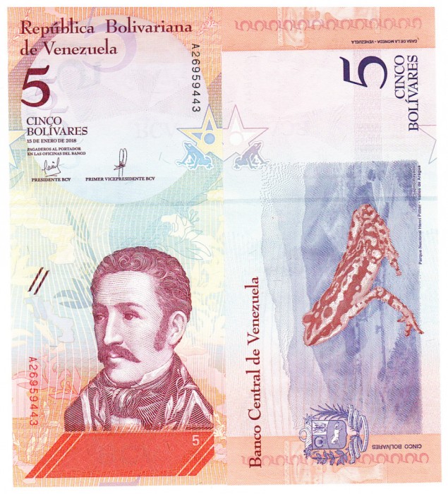 Venezuela 5 Bolivares 2018 P-102 UNC