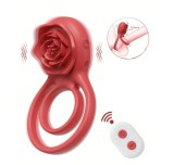 Inel Rosa Penis Ring&amp;Clit Stim, Remote Control, 9 Moduri Vibratii, Silicon, USB, Rosu, Passion Labs