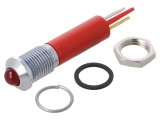 Lampă de control LED roşie, convexă, IP67, 12V DC, &Oslash;8mm
