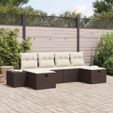 VidaXL Set de canapele pentru grădină cu pernă 6 pcs Maro Rattan poli