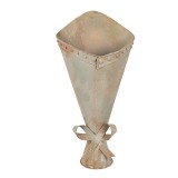 Cumpara ieftin Vaza flori metal bej verde vintage 31x23x32 cm