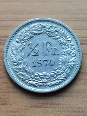 Moneda Elvetia 1/2 Franc 1970 foto