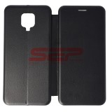 Husa Flip Cover Xiaomi Redmi Note 9 Pro, Piele Ecologica, Negru