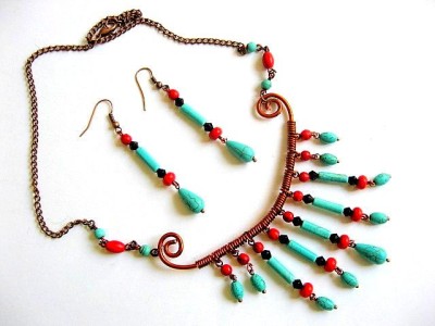set howlite rosu.turcoaz si cristale 22497 foto
