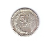 Moneda Peru 50 centimos 1992, stare foarte buna, curata