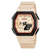 Ceas sport SKMEI 2438 bej (ivory), rezistent la apă 50M, multifuncțional, LED, cronometru, alarmă