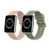 Curea Silicon Roz/Verde Kwmobile pentru Huawei Watch Fit 2 - Set 2 buc. - Compatibila Watch Fit 2