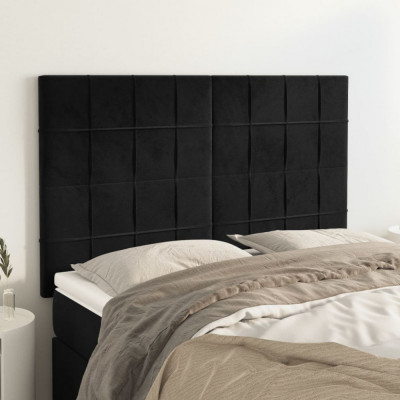 vidaXL Tăblii de pat, 4 buc, negru, 72x5x78/88 cm, catifea foto