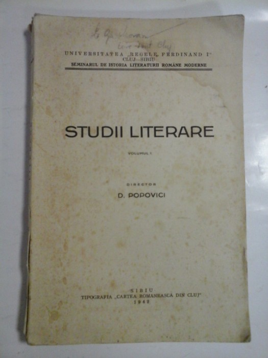 STUDII LITERARE - D. POPOVICI
