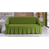 Cumpara ieftin Husa pentru Canapea 3 Locuri, Elastica si Creponata, cu Volane, Verde-HEP21