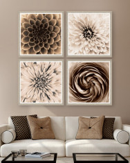 Tablou 4 piese Framed Art Sepia Dahlias foto