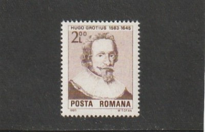 ROMANIA 1983 LP 1075 - 100 DE ANI NASTEREA HUGO GROTIUS MNH NESTAMPILAT foto