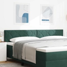 vidaXL Tăblie cap Pe perete Geometric Verde &icirc;nchis 200 cm Catifea 42007290