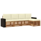 vidaXL Set de canapele de exterior cu pernă 5 pcs Natural și Crem 3384241
