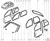 Garnitura geam usa spate stanga Renault Clio 1 B57, partea de jos , portiera, produs original 7700822011 Kft Auto, Automobile Dacia Mioveni