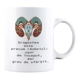 Cana alba personalizata &quot;Zodia Berbec&quot;, INOVATIX&reg;. 330ml, Oem